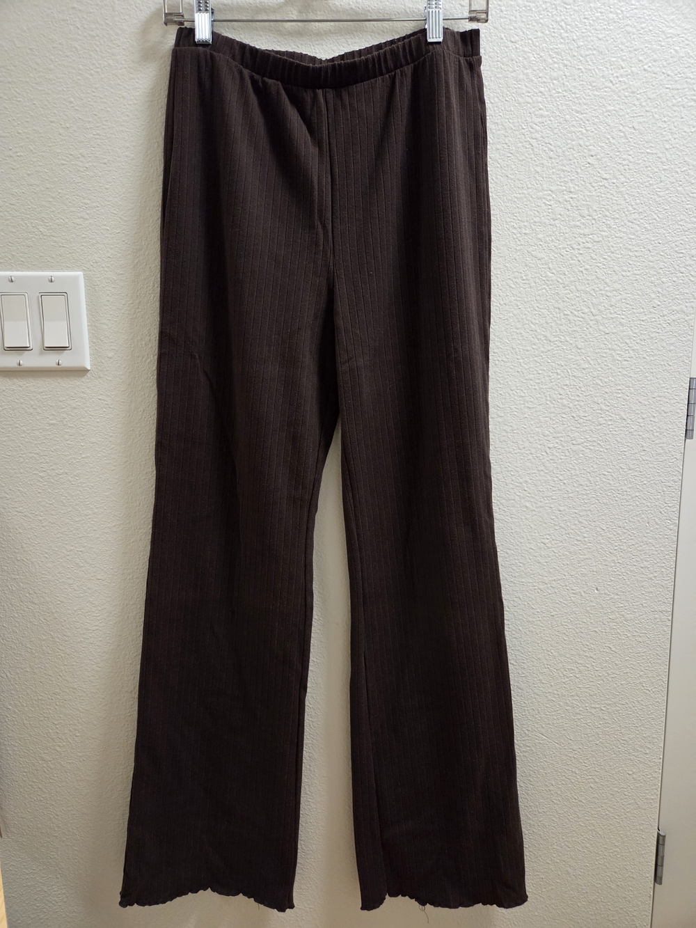 Abound Dark Brown Ribbed Flare Pants
